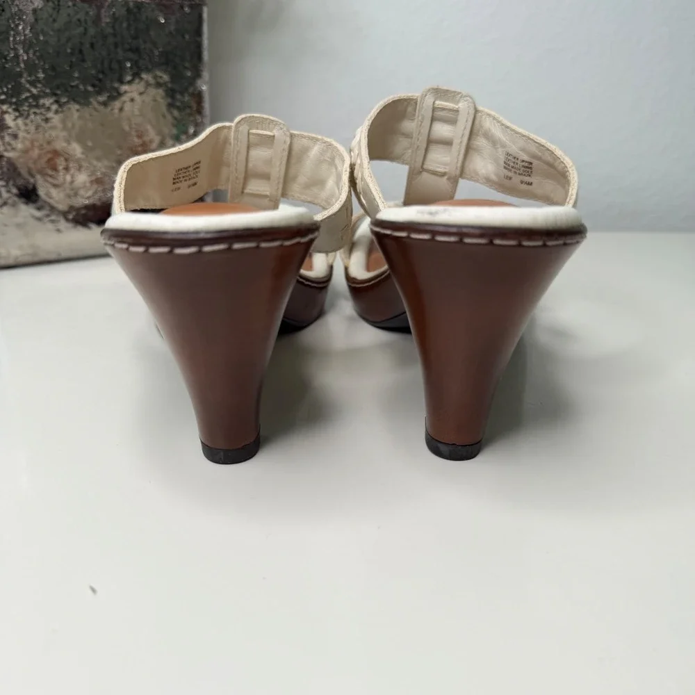 Nurture Leif Sandals Womens White Woven Leather Studded Boho Kitten Heel 9.5M
